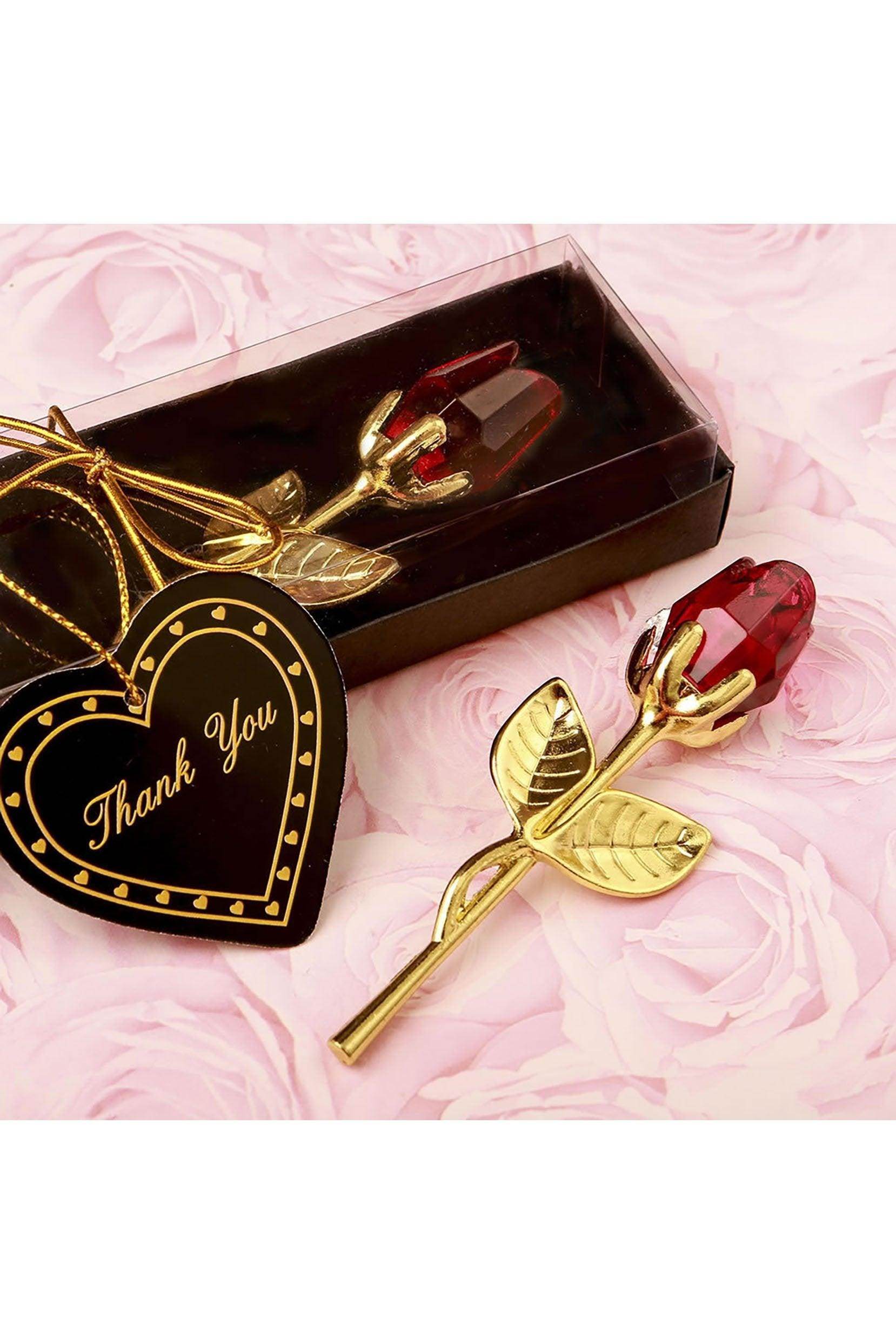 Gold Stem Crystal Rose Favors CGF0064 (Set of 6 pcs) - COCOMELODY